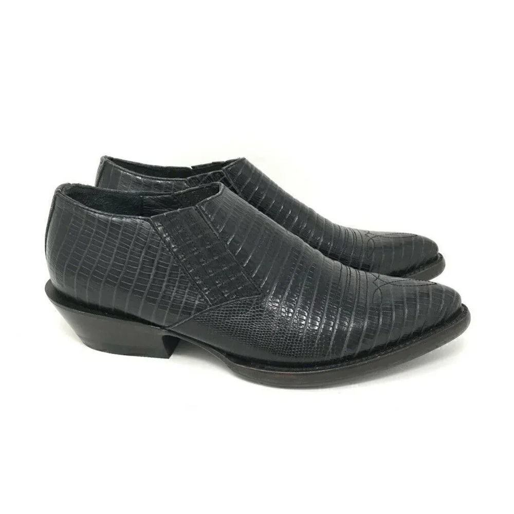 Ash Tequila Booties Black Lizard Embossed 7 NEW